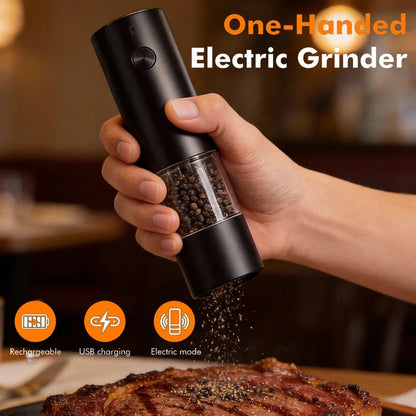 Set de Molinillos Eléctricos de Sal y Pimienta USB Recargables – Grosor Ajustable con Base de Almacenamiento