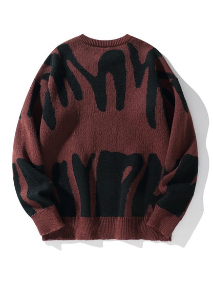 Suéter de Hombre Tejido Jacquard – Cuello Redondo, Diseño Moderno y Abrigo para Otoño e Invierno