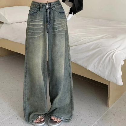 Jeans Anchos Y2K para Mujer – Cintura Alta, Corte Recto Retro Vintage