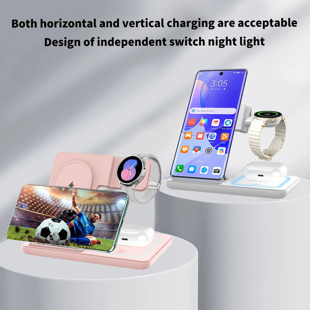 Cargador Inalámbrico 3 en 1 Plegable LED – Samsung Galaxy S25, Galaxy Watch y Buds Pro