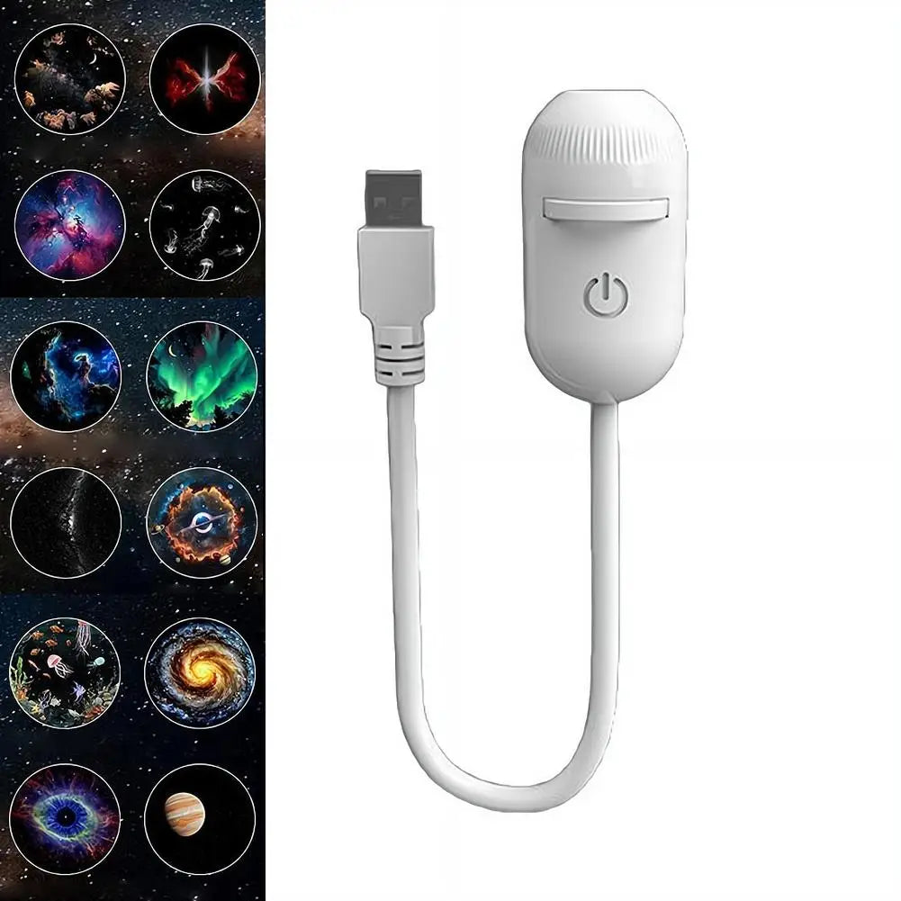 Proyector LED Galaxy 2 en 1 – Rotación 360° USB Luz Ambiente para Dormitorio y Fiestas