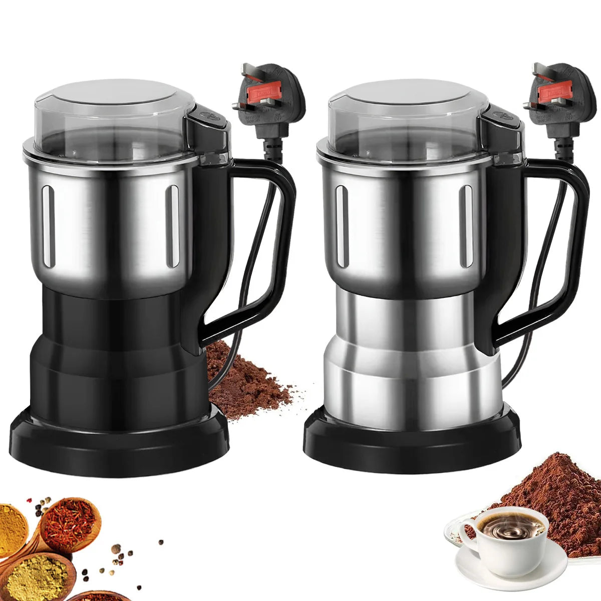 Procesador de Alimentos Eléctrico Multifunción 500ml 200W – Molinillo para Café, Granos y Especias con 4 Cuchillas