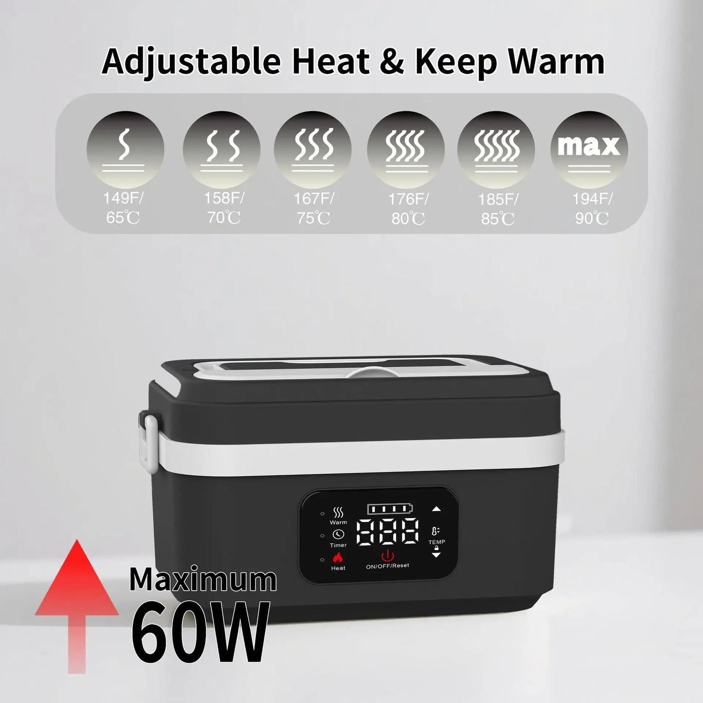 Vianda Eléctrica Portátil 8000mAh con Conservación de Calor Inteligente – Para Viajes y Oficina