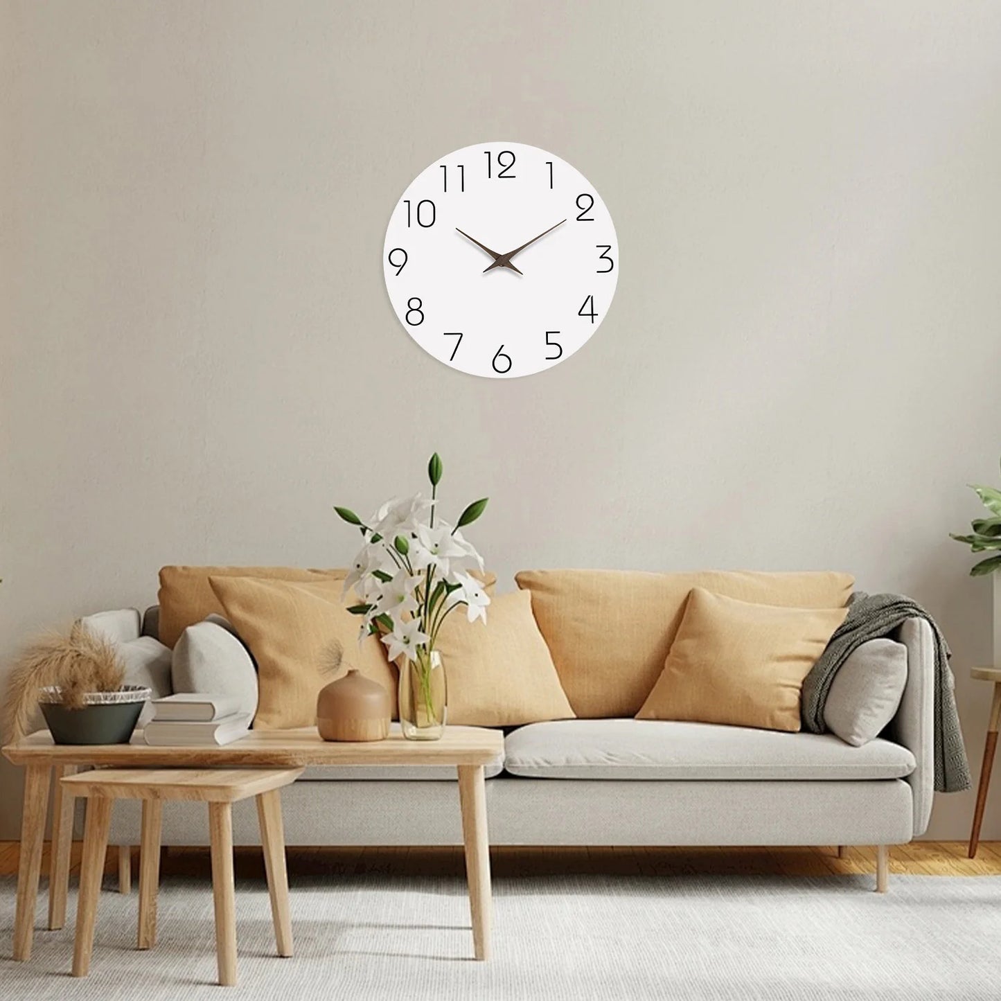 Reloj de Pared Moderno de Madera – Movimiento Silencioso de Cuarzo para Hogar