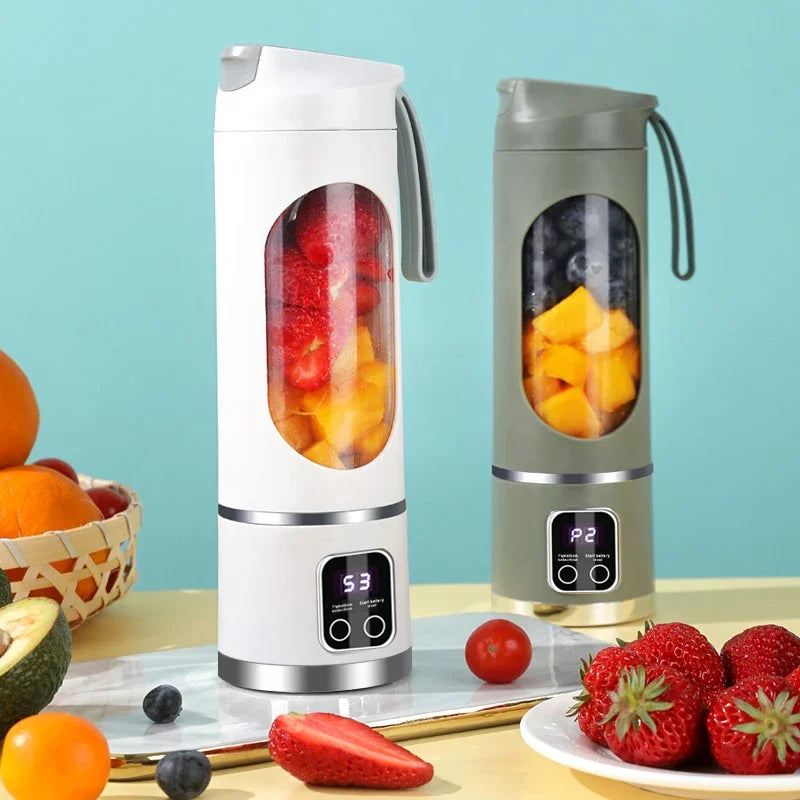 Licuadora Portátil con 10 Cuchillas 450ml – USB Recargable, 3 Velocidades para Smoothies y Hielo