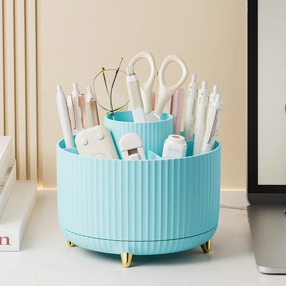 Organizador de Maquillaje Giratorio 360° con Gran Capacidad – Porta Pinceles, Lápices y Cosméticos