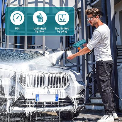 Hidrolavadora Inalámbrica de Alta Presión Bonacell para Lavado de Autos, Compatible con Baterías Makita 18V, con Manguera de Agua Ajustable