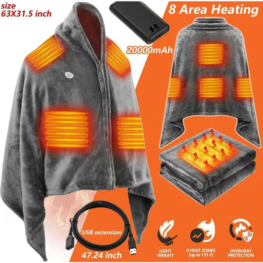 Chal Calefaccionado USB Recargable con 3 Niveles de Calor – Manta Portátil para Mujer y Hombre