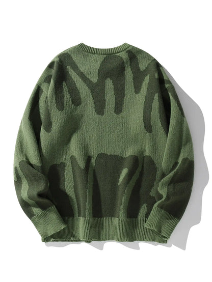 Suéter de Hombre Tejido Jacquard – Cuello Redondo, Diseño Moderno y Abrigo para Otoño e Invierno