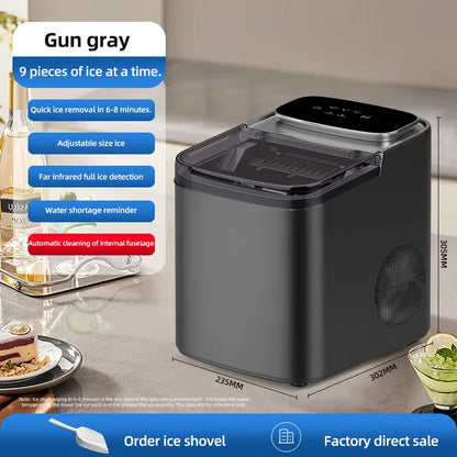 Máquina de Hielo Totalmente Automática con Pantalla Táctil – 500g de Almacenamiento, Portátil para Hogar y Camping
