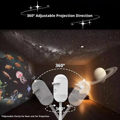 Proyector LED Galaxy 2 en 1 – Rotación 360° USB Luz Ambiente para Dormitorio y Fiestas