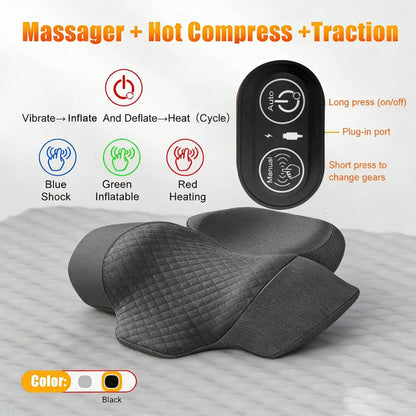 Almohada Masajeadora Cervical Eléctrica con Calor y Vibración – Alivio para Cuello, Espalda y Relajación Muscular