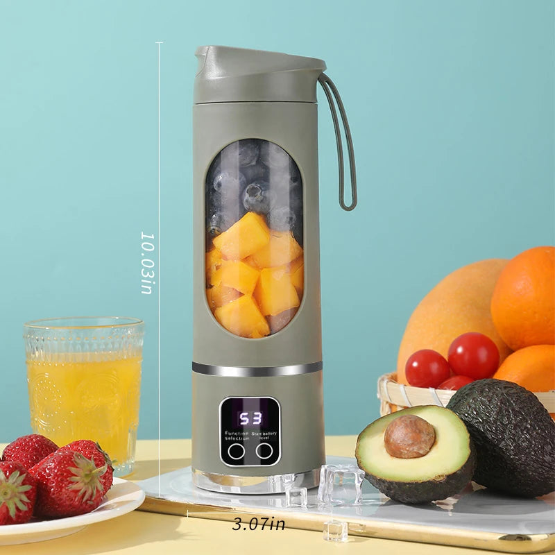 Licuadora Portátil con 10 Cuchillas 450ml – USB Recargable, 3 Velocidades para Smoothies y Hielo