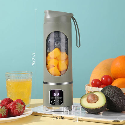 Licuadora Portátil con 10 Cuchillas 450ml – USB Recargable, 3 Velocidades para Smoothies y Hielo