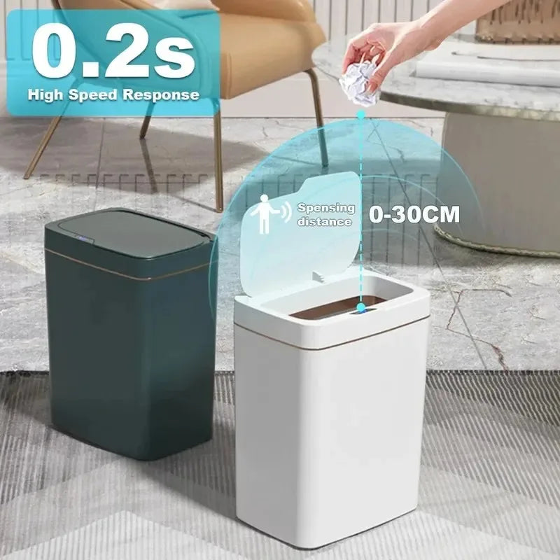 Cesto de Basura Inteligente 15L con Sensor Automático y Bolsa Automática – Estrecho para Baño