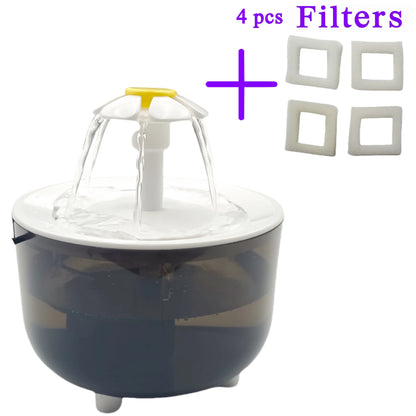 Fuente de Agua para Mascotas con 4 Filtros USB 1200ml – Dispensador Automático para Gatos y Perros