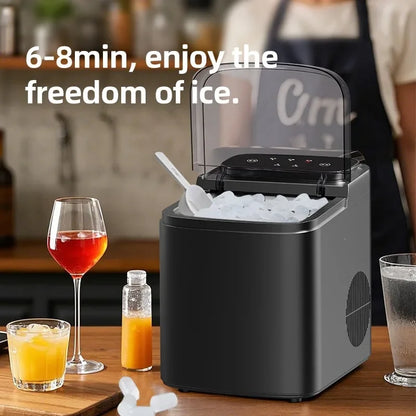 Máquina de Hielo Totalmente Automática con Pantalla Táctil – 500g de Almacenamiento, Portátil para Hogar y Camping