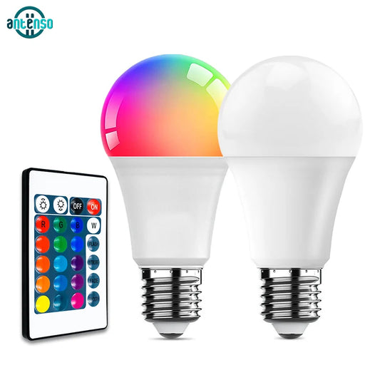 Bombilla LED RGB E27 con Control Remoto – 7W, 16 Colores, Regulable, AC220V