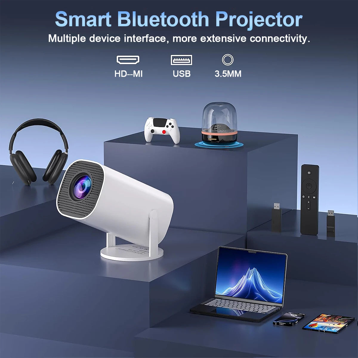 Mini Proyector con WiFi y Bluetooth – Soporte 4K, Android, Portátil para Cine en Casa, Oficina y Gaming