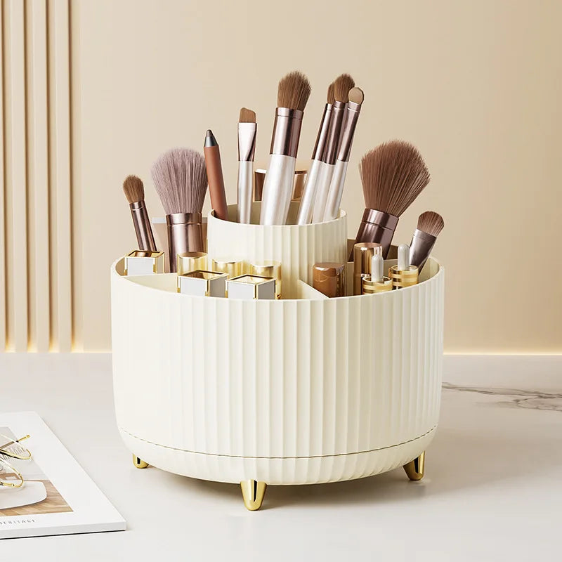 Organizador de Maquillaje Giratorio 360° con Gran Capacidad – Porta Pinceles, Lápices y Cosméticos