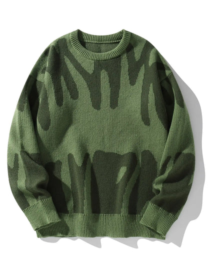 Suéter de Hombre Tejido Jacquard – Cuello Redondo, Diseño Moderno y Abrigo para Otoño e Invierno