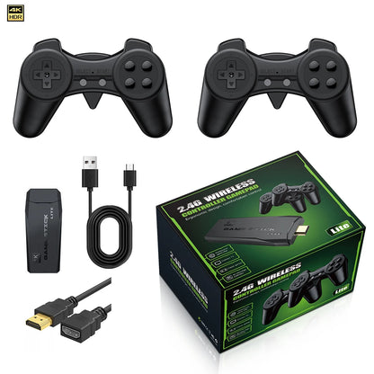 Consola Game Stick 4K HD con Doble Control Inalámbrico 2.4G – Plug & Play con Juegos Retro Clásicos