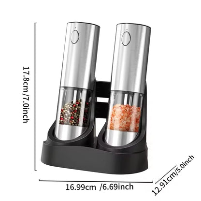 Molinillo Automático de Pimienta y Sal USB Recargable – Ajuste de Grosor, Luz LED (1 o 2 unidades)