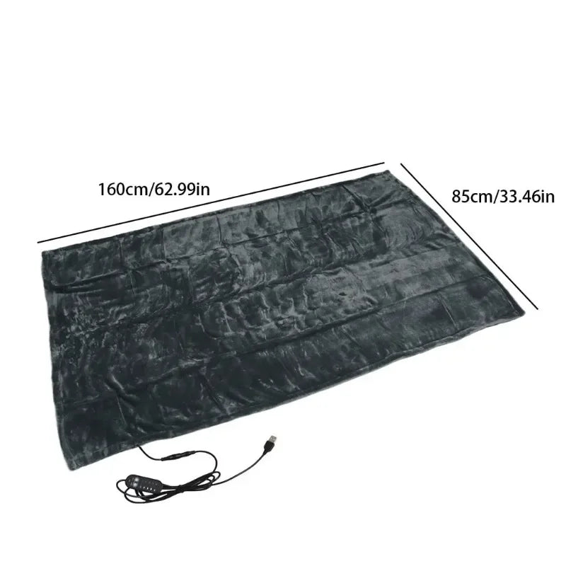 Manta Eléctrica USB 140x80cm con 5 Niveles de Calor – Portátil para Sofá, Cama, Auto y Camping