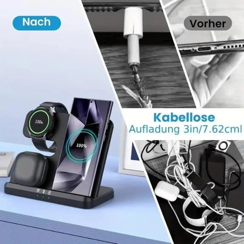 Estación de Carga Inalámbrica 3 en 1 – Carga Rápida para Samsung Galaxy, Watch y Buds