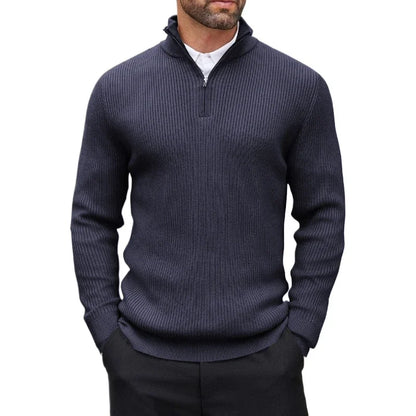 Pullover Quarter Zip para Hombre – Cuello Mock, Manga Larga, Abrigo Casual de Invierno