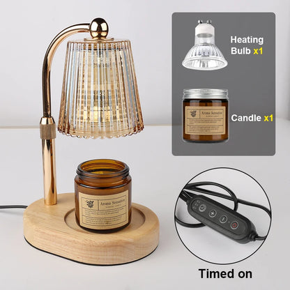 Calentador de Velas 50W con Timer y Regulador – Vidrio para Decoración de Dormitorio