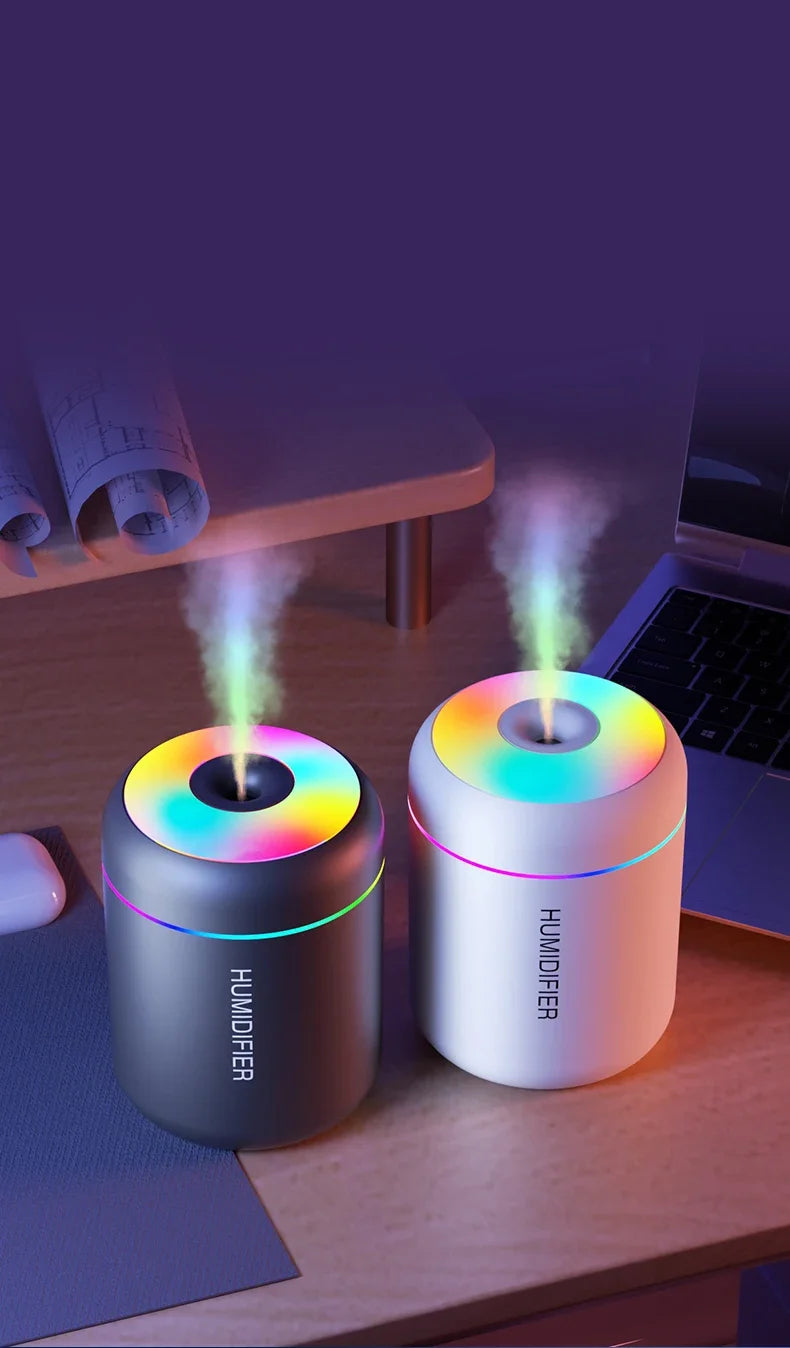 Humidificador de Aire Mini de 180 ml USB Eléctrico – Difusor de Aromas y Aceites Esenciales, Purificador de Aire con Niebla Aromática y Luz LED para Auto, Hogar y Dormitorio.