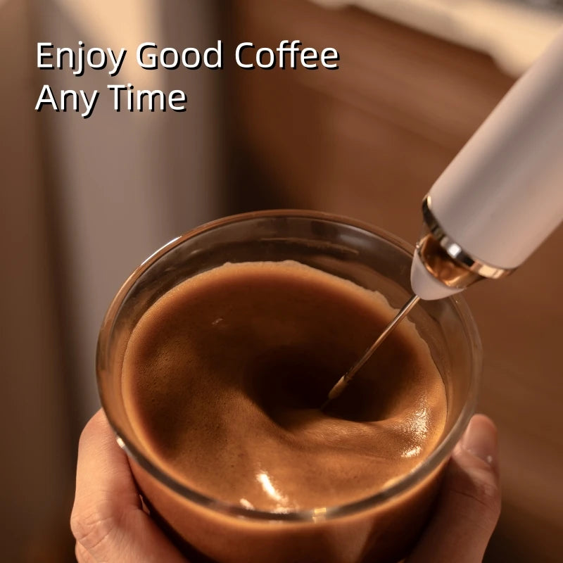 Espumador de Leche Inalámbrico Type-C de Acero Inoxidable – Mini Batidor para Café y Cappuccino