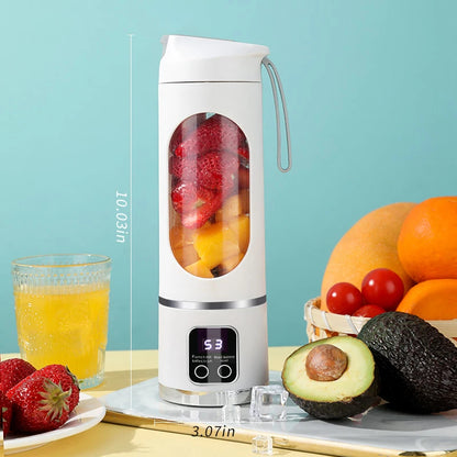 Licuadora Portátil con 10 Cuchillas 450ml – USB Recargable, 3 Velocidades para Smoothies y Hielo