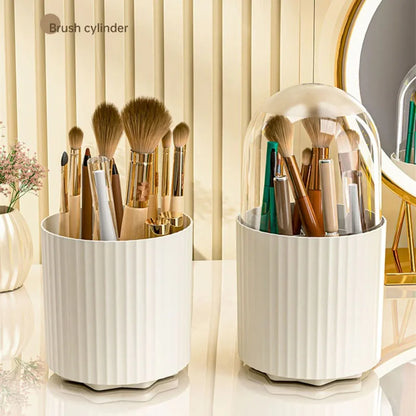 Caja Organizadora de Pinceles de Maquillaje Giratoria 360° – Porta Lápices Labiales y Cosméticos de Escritorio