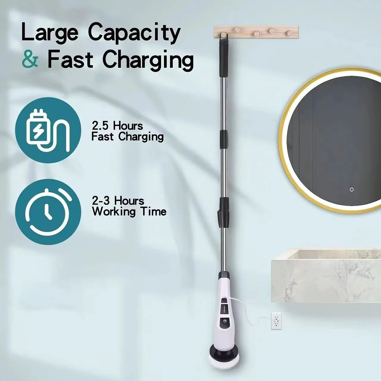 Cepillo Eléctrico de Limpieza 9 en 1 con Cabezales Intercambiables para Baño, Pisos, Esquinas, Juntas y Vidrios