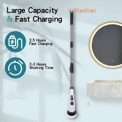 Cepillo Eléctrico de Limpieza 9 en 1 con Cabezales Intercambiables para Baño, Pisos, Esquinas, Juntas y Vidrios