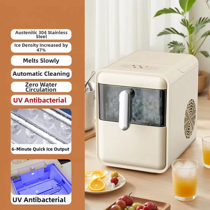 Máquina de Hielo Automática Mini Compacta – 15KG Diarios, Autolimpiante y Portátil para Hogar y Oficina