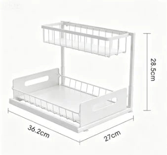 Estante Bajo la Pileta Deslizante 2 Capas – Organizador Práctico para Cocina y Baño