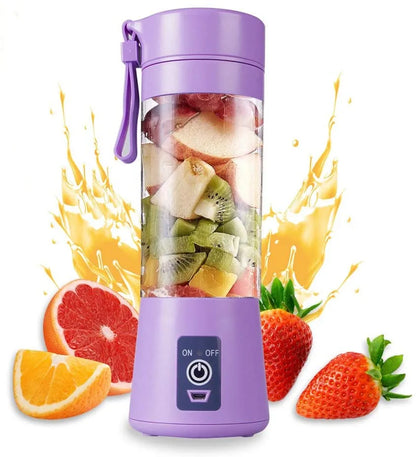 Licuadora Portátil Recargable por USB de 380 ml con 6 Cuchillas para Jugos, Batidos y Smoothies