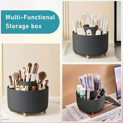 Porta Pinceles de Maquillaje Giratorio 360° con 5 Ranuras – Organizador Multifuncional para Tocador y Baño