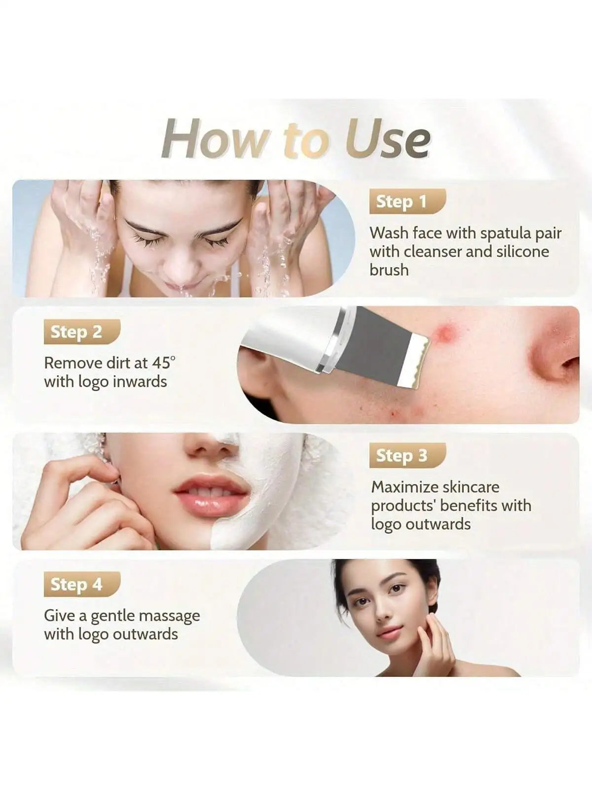 Espátula Facial Ultrasónica Recargable – Peeling, Limpieza Profunda y Eliminación de Puntos Negros