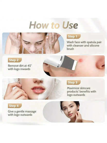 Espátula Facial Ultrasónica Recargable – Peeling, Limpieza Profunda y Eliminación de Puntos Negros
