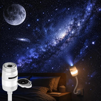 Mini Proyector Galaxy 2 en 1 USB – Brillo Ajustable 360° para Auto y Dormitorio