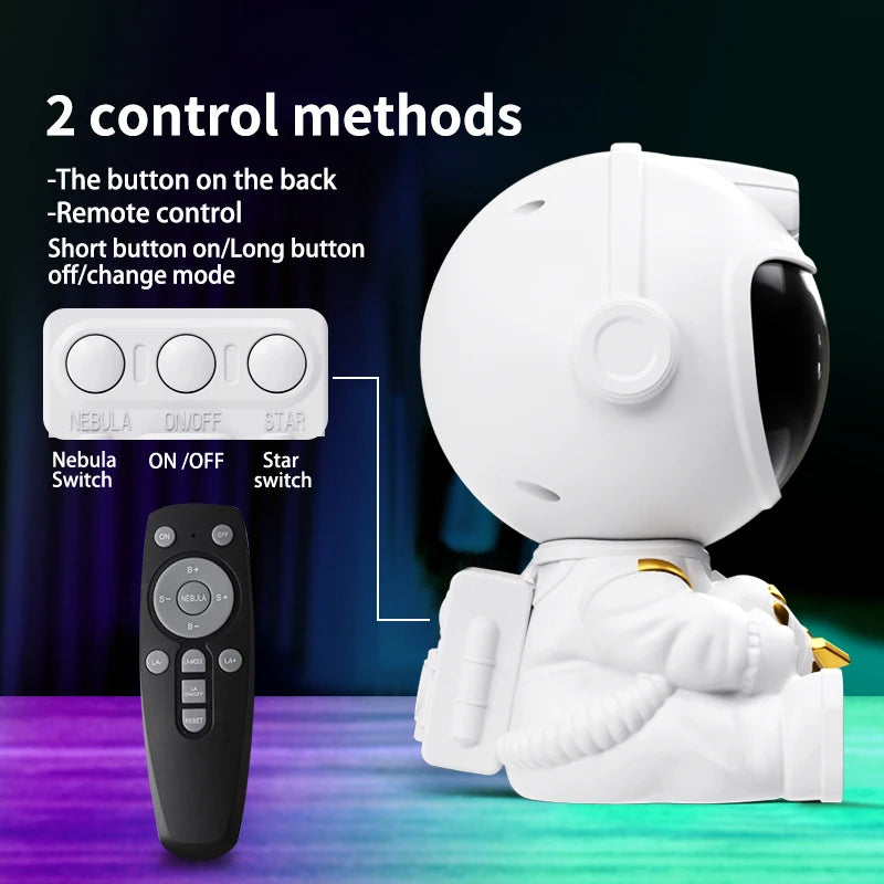 Proyector LED Galaxia Astronauta – Luz Nocturna Cielo Estrellado para Niños y Decoración