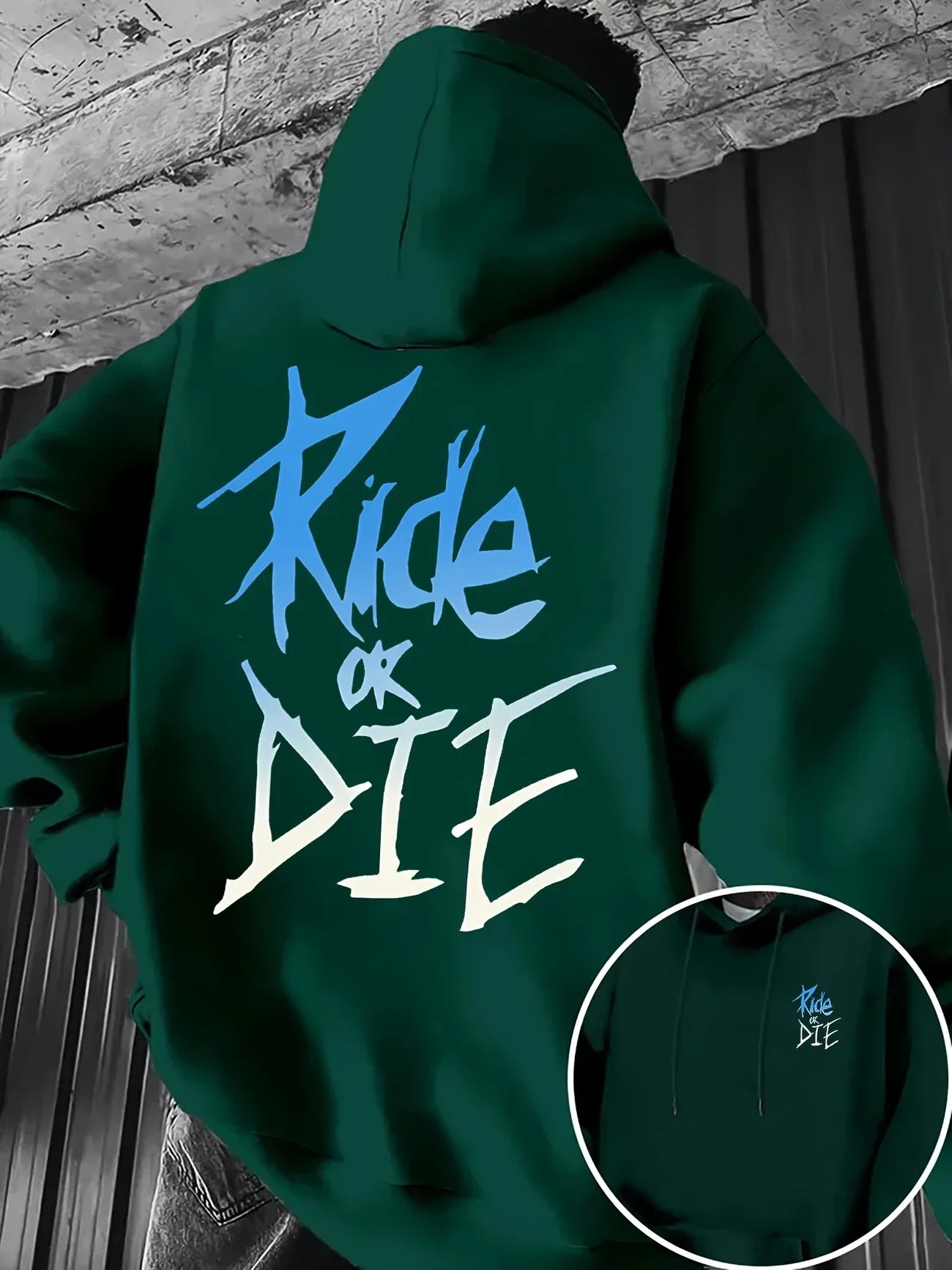 Hoodie “Ride or Die” con Estampado Graffiti – Streetwear Casual Unisex
