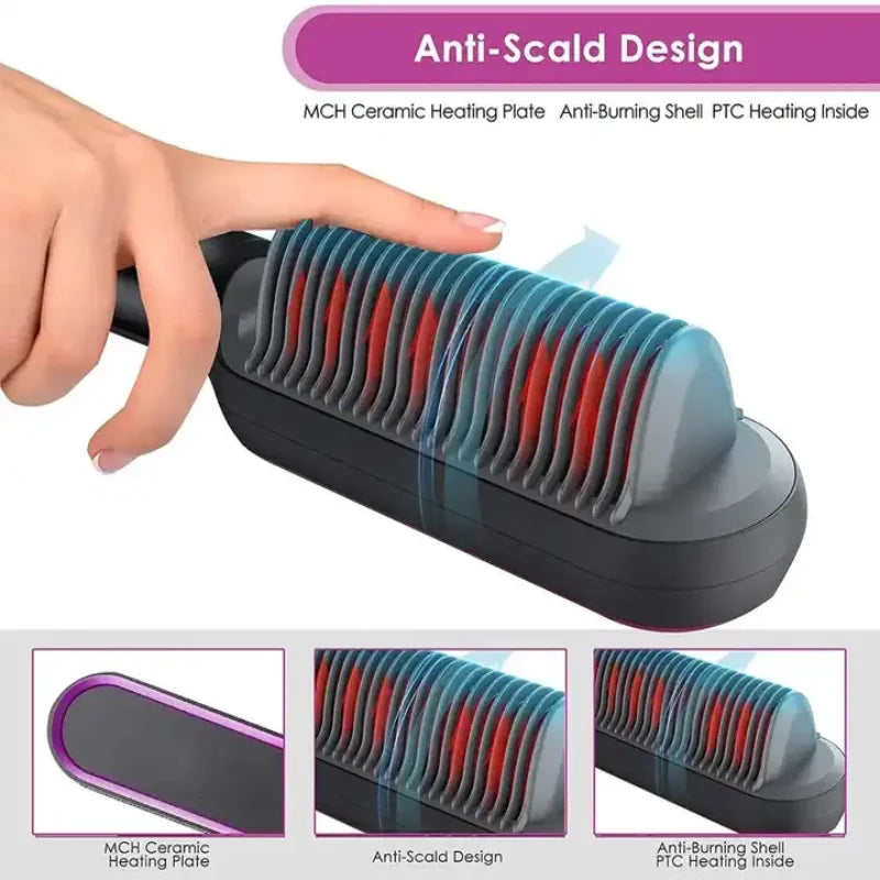 Cepillo Alisador Cerámico 3 en 1 – Plancha, Rizador y Secador con Tecnología PTC