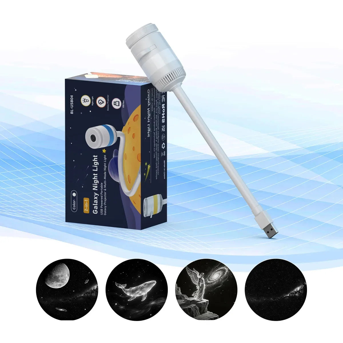 Proyector Galaxy 2 en 1 – Luz Ambiente para Auto USB con Brillo Ajustable