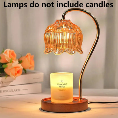 Calentador de Velas Nórdico de Vidrio – Luz Nocturna Retro para Dormitorio y Hogar