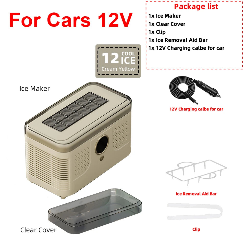 Máquina de Hielo Mini Portátil 12V/220V – Para Auto, Hogar, Oficina y Camping